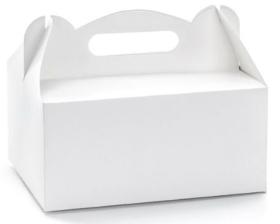 Obrazek dla: Pudełko koszyczek biały na ciasto Ślub Wesele 190x140x90 mm P572 10szt.