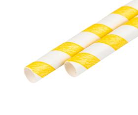 Obrazek dla: Słomki papierowe paski biało  żółte 8/210 mm 100szt.
