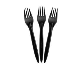 Widelec plastikowy czarny PREMIUM wielokrotnego użytku 50 szt.