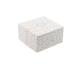 Obrazek dla: Pudełko cukiernicze KROPKI na ciasto ciastka 130x130x70 mm 20szt.