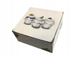 Obrazek dla: Pudełko cukiernicze na ciasto z nadrukiem P9604 PATYNA 180x180x90mm 50szt.