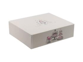 Pudełko cukiernicze na ciasto ciastka z nadrukiem w  PASKI 250x210x70 mm 20szt.