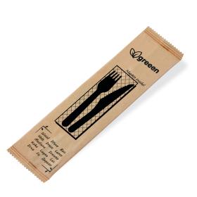 Obrazek 2 dla: Zestaw sztućców drewnianych Konfekcja Nóż Widelec Serwetka 60kpl