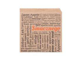 Obrazek dla: Koperta brązowa na KEBABA i BURGERA z nadrukiem SMACZNEGO 150x160 200szt.