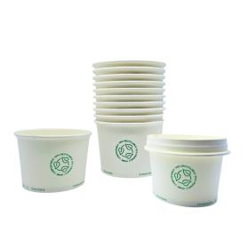 Obrazek dla: Białe miski papierowe 0% PLASTIK na zupę, sosy, sałatki 160ml śr.90mm 50szt