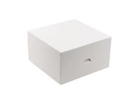 Obrazek dla: Pudełko cukiernicze białe w środku kraftowe na ciasto ciastka 130x130x70mm 25szt.