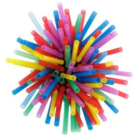 Obrazek 2 dla: Słomki plastikowe PP łamane 5x210mm MIX KOLORÓW REUSE 100szt.