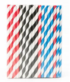 Obrazek dla: Słomki Papierowe 8/197mm Paski Mix Kolorów 100szt.