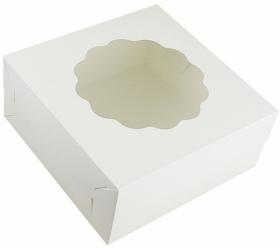Obrazek dla: Pudełko cukiernicze białe na tort nieklejone z oknem 320x320x140cm P1893 + P36 50szt.