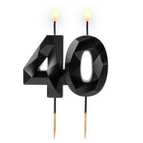 Obrazek dla: Świeczka diamentowa CZARNA "40" 5,7cm 1szt