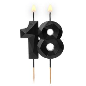 Obrazek dla: Świeczka diamentowa CZARNA "18" 5,7cm 1szt