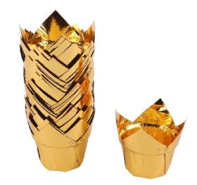 Obrazek dla: Papilotki Forma do muffinek Tulipan w kolorze ZŁOTYM 50x70 mm 50 szt.