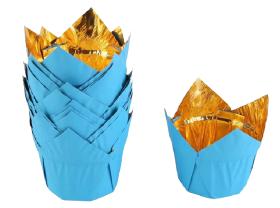 Obrazek dla: Papilotki Forma do muffinek tulipan NIEBIESKO ZŁOTY 50x70 mm 50 szt.