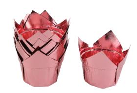 Obrazek dla: Papilotki Forma do muffinek tulipan RÓŻOWY METALICZNY 50x70 mm 50 szt.