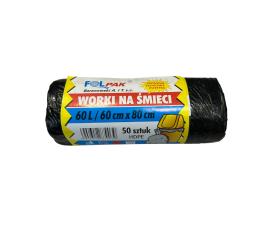 Obrazek dla: Worki sanitarne na śmieci HDPE CZARNE 60x80cm 60L  50 szt.