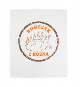 Obrazek dla: Torba papierowa foliowana mała na kurczaka z rożna 24 cm x 25 cm 100 szt.