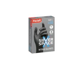 Obrazek dla: Rękawice nitrylowe bezpudrowe CZARNE Paclan Silver Space rozmiar L 10szt. 
